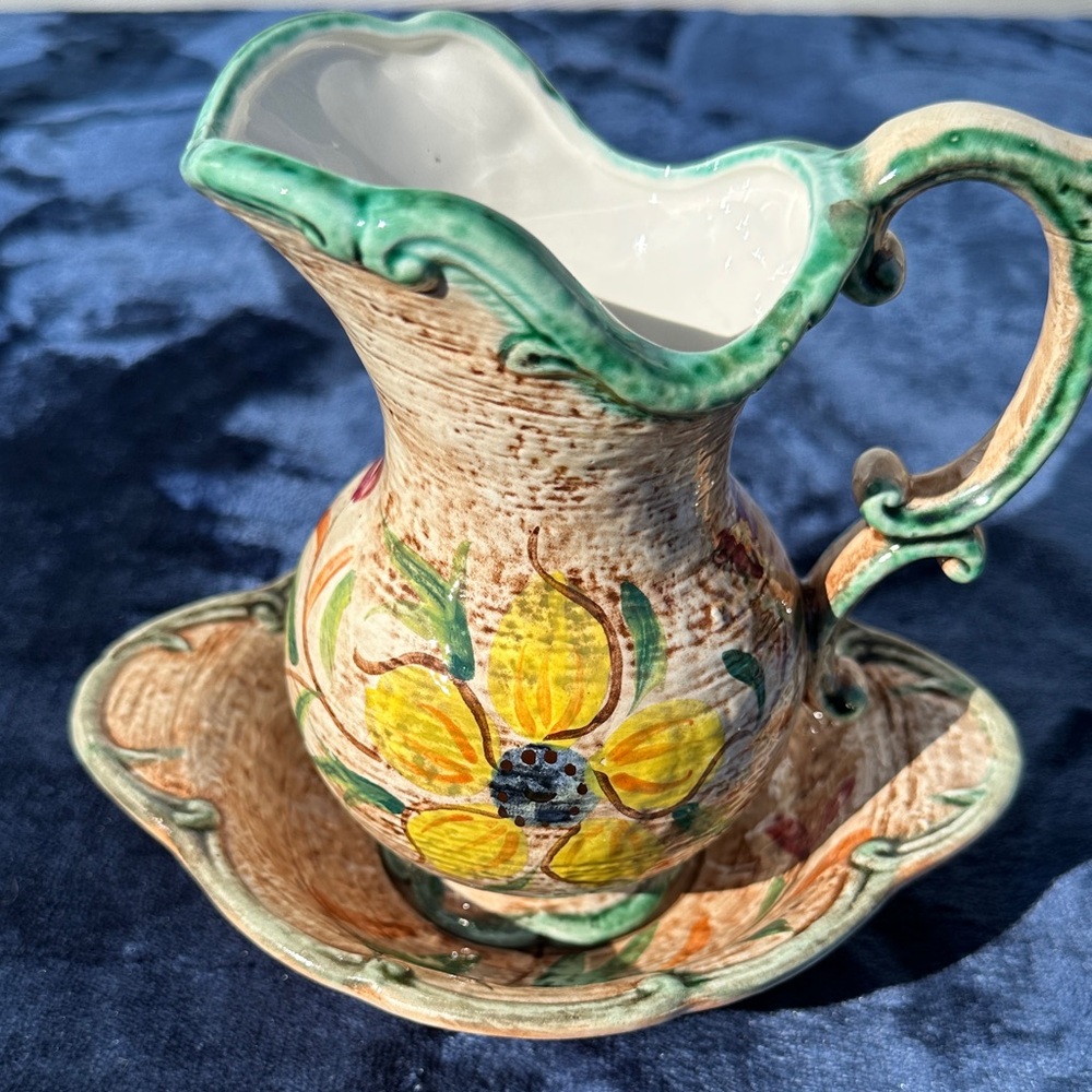 Vintage Napcoware Porcelain Pitcher And Bowl Flowers Japan - Never Used
